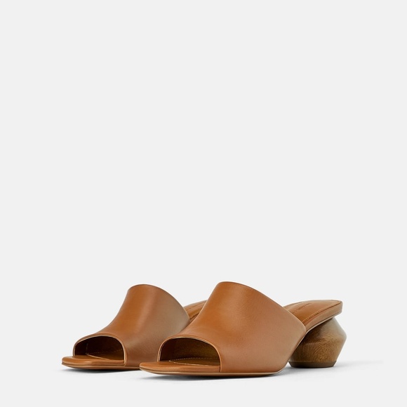 zara natural mules with bow